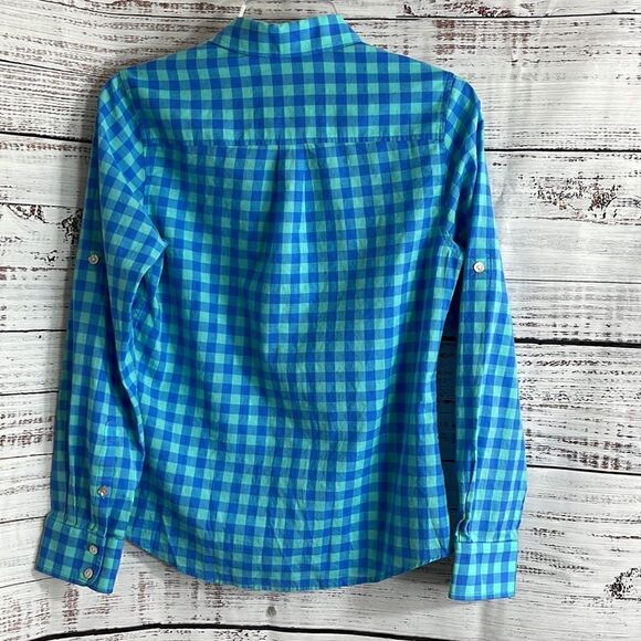 Vineyard vines Shirt Womens Size 2 pop over roll up sleeves gingham Cotton - Picture 6 of 9